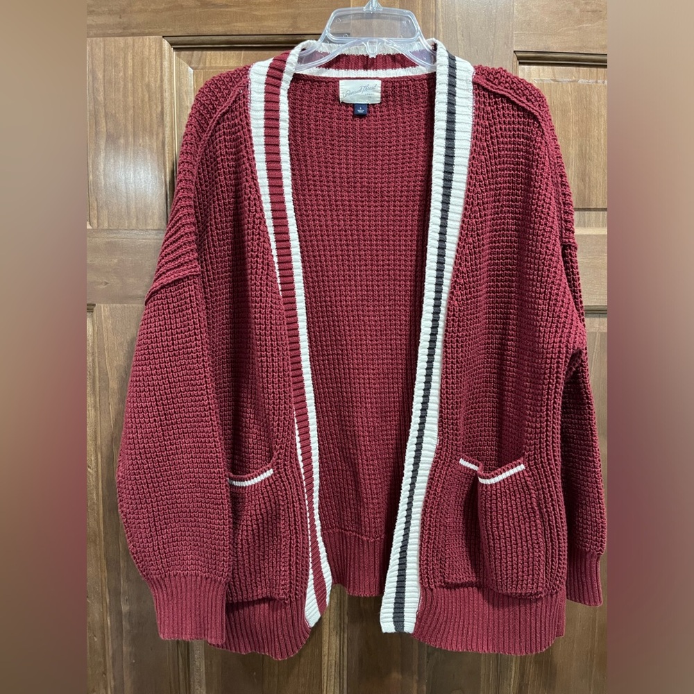 Universal Thread Burgundy Cable Knit Cardigan Swe… - image 1